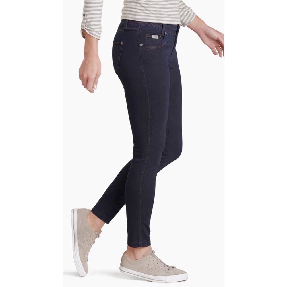 Kuhl Danzr Skinny Jeans 360 Stretch Midnight Blue Drawcord Inner Waist Womens 10 - Picture 4 of 16